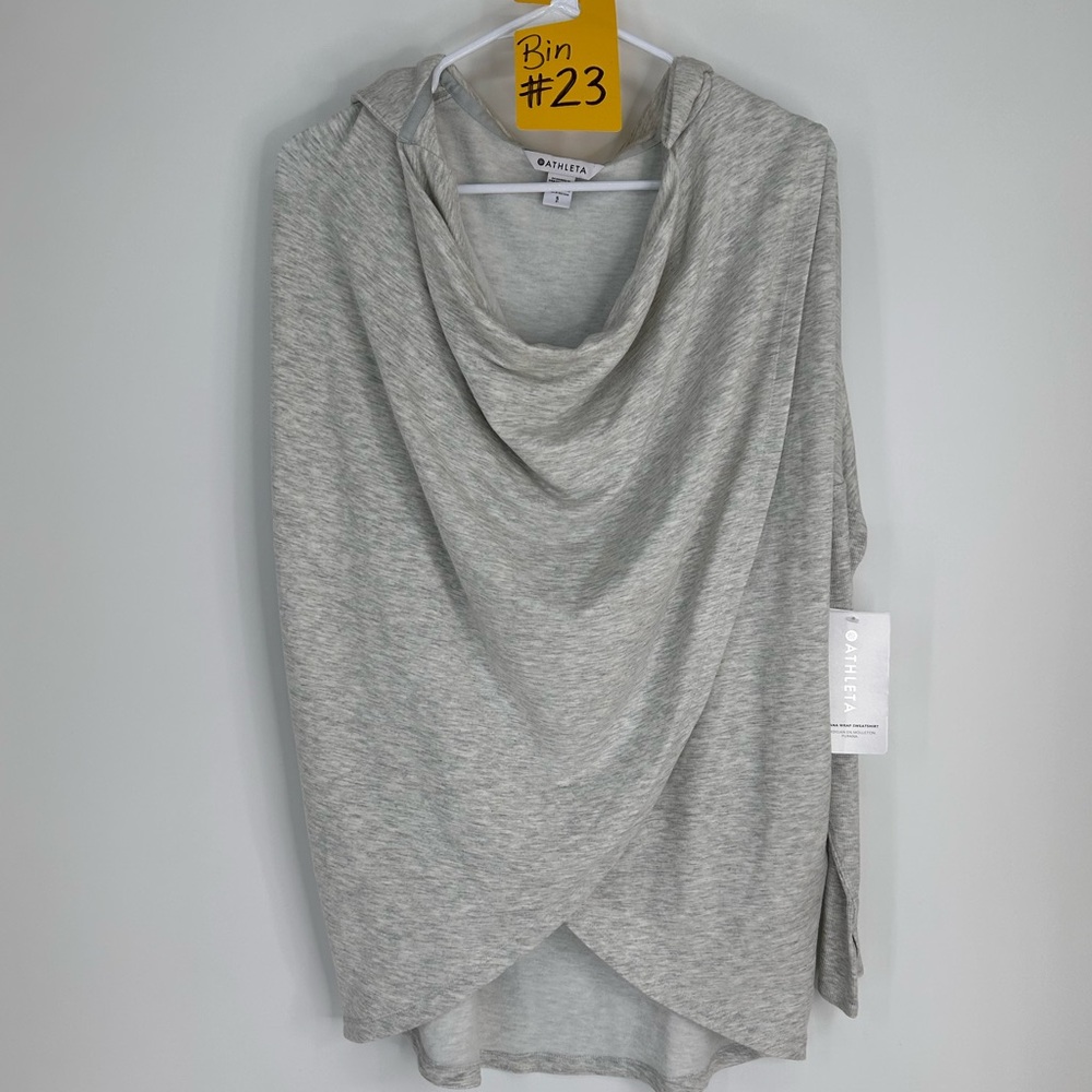 NEW ATHLETA Womens Grey Hooded Wrap Sweatshirt Size Small